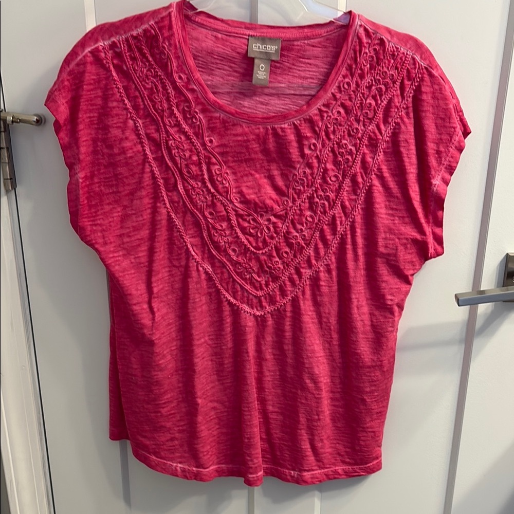 Chico's Pink Cap Sleeve Blouse